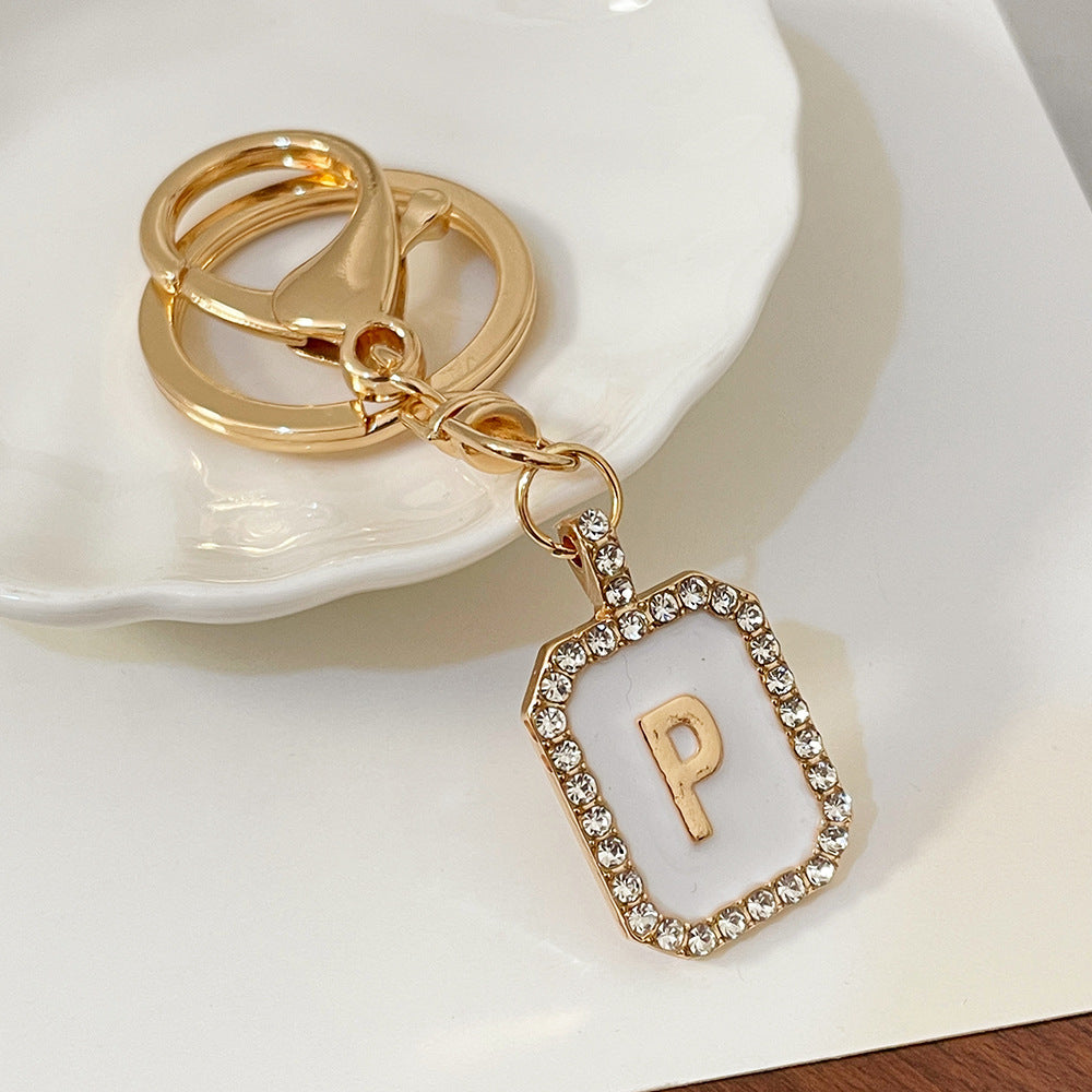 Wholesale 26 Letters Diamond-drip Oil Key Chain